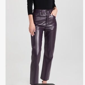 Agolde Faux Leather Jeans in Deep Plum